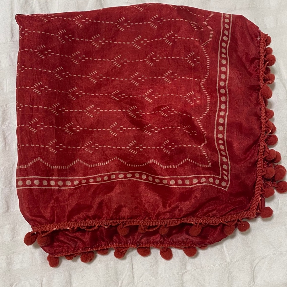 NAF NAF SILK POMPOM SCARF
